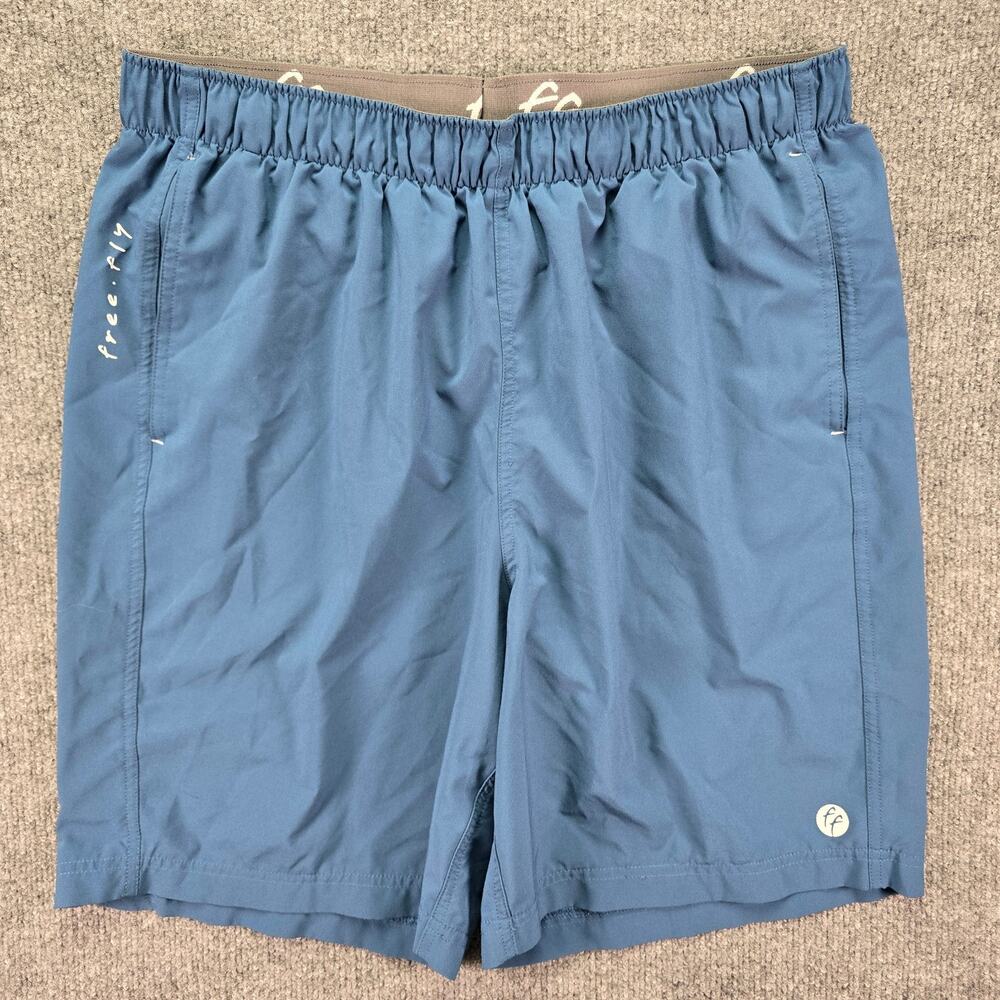 Free Fly Breeze Shorts Mens Medium 8" Blue Running Gym Stretch NO DRAWSTRING